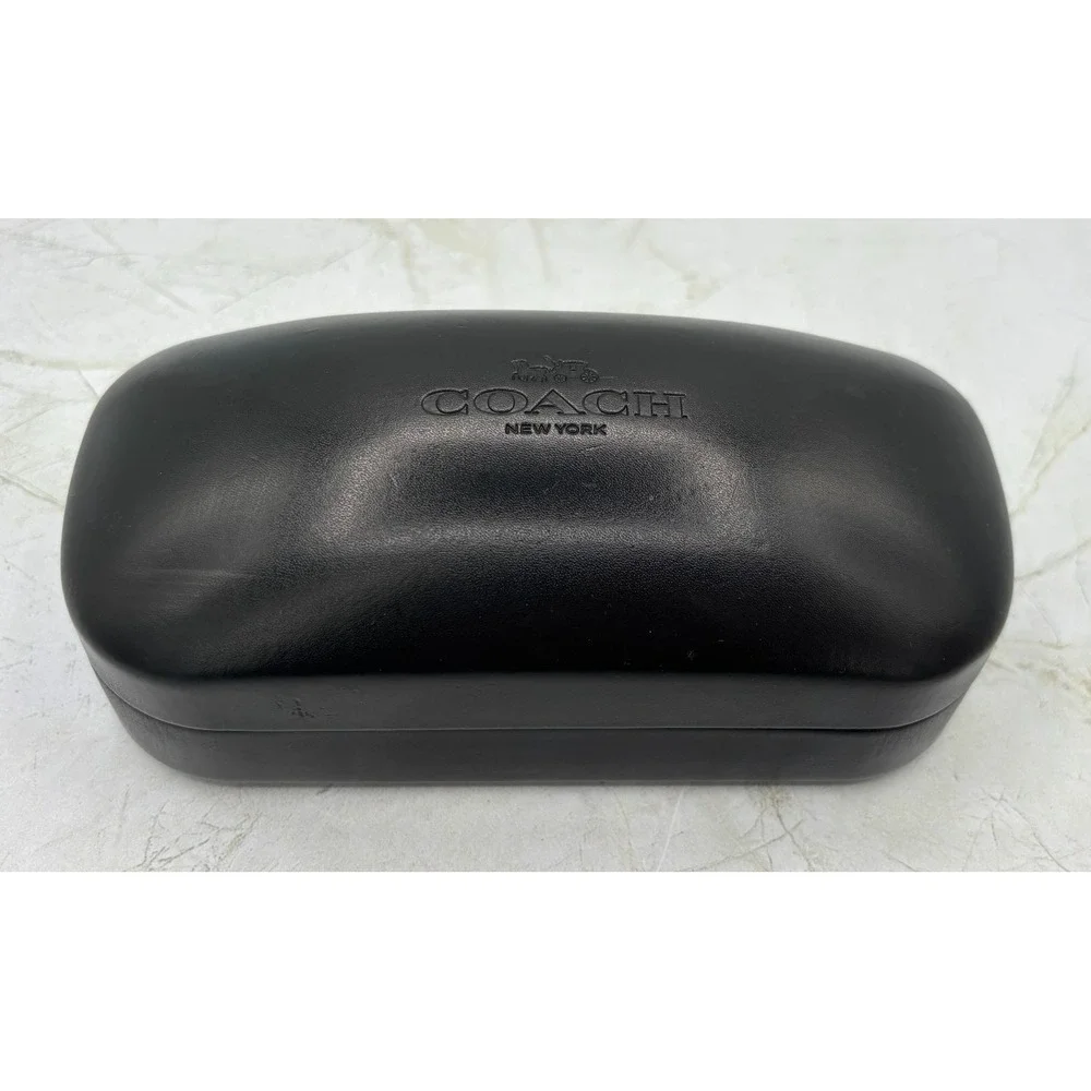 Coach Eyewear Large Black Leather Hard Clamshell Case Sunglasses Sunglass EUC